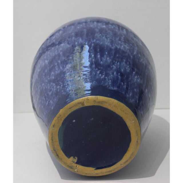 Blue Italian Artisan Mottled Blue Urn For Sale - Image 8 of 10