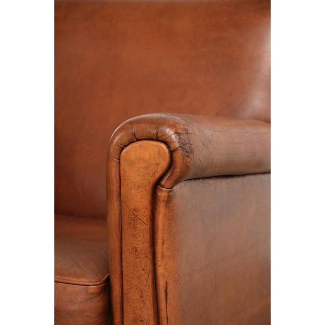 Vintage Sheepskin Armchair in Cognac For Sale - Image 11 of 14