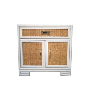 Drexel Lacquered Faux Bamboo Greek Key Cabinet For Sale