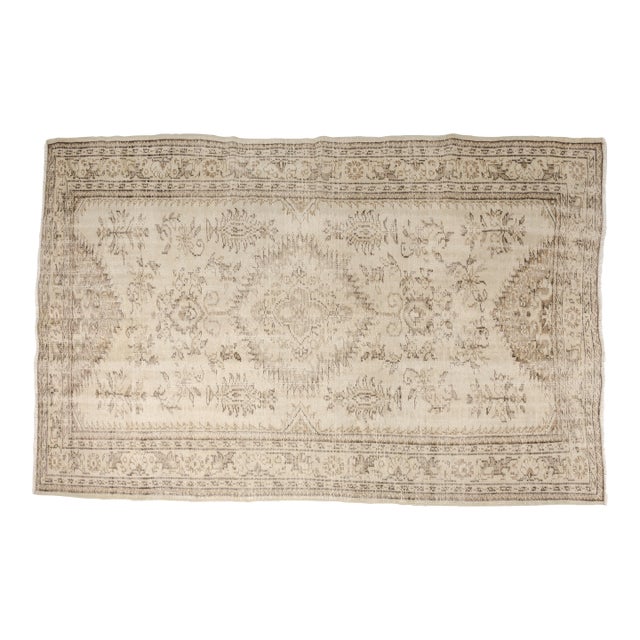 Mid 20th Century Beige Handknotted Area Carpet For Sale
