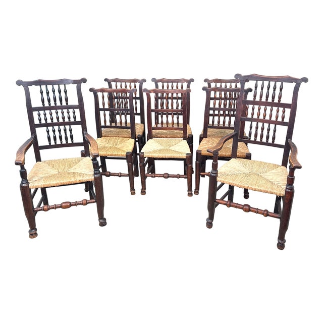 Georgian Spindleback Kitchen Dining Chairs, 1820, Set of 8 For Sale