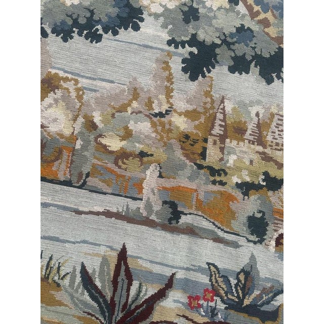 1960s Vintage French Needlepoint Tapestry with Landscape Motif in the style of Aubusson, 1960s For Sale - Image 5 of 18