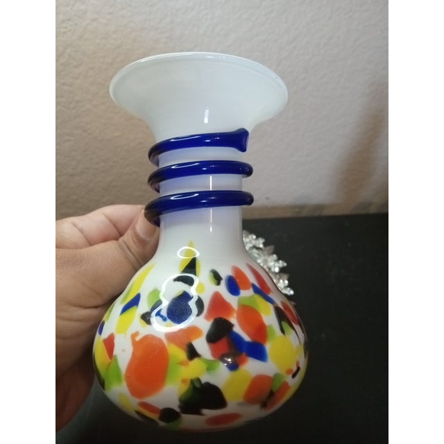 1980s Gorgeous Vitricolor Confetti Recycled Glass Pitcher W/ Rigaree From Spain For Sale - Image 4 of 5