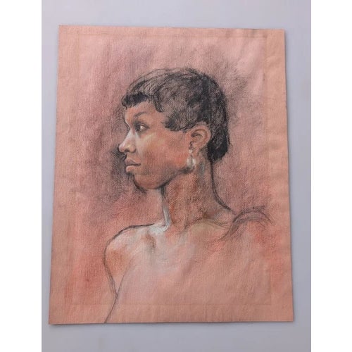 Portraiture Vintage Sketched Portrait Framed by Plohn & Co. New York 15"x19" For Sale - Image 3 of 13