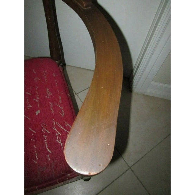 1950s Vintage Corner Chair Wood and Fabric Seat For Sale - Image 5 of 6