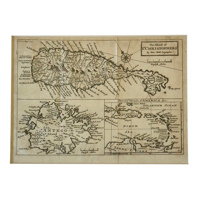 1716 St. Kitts, Antigua & Caribbean — By Herman Moll Atlas Geographicus For Sale