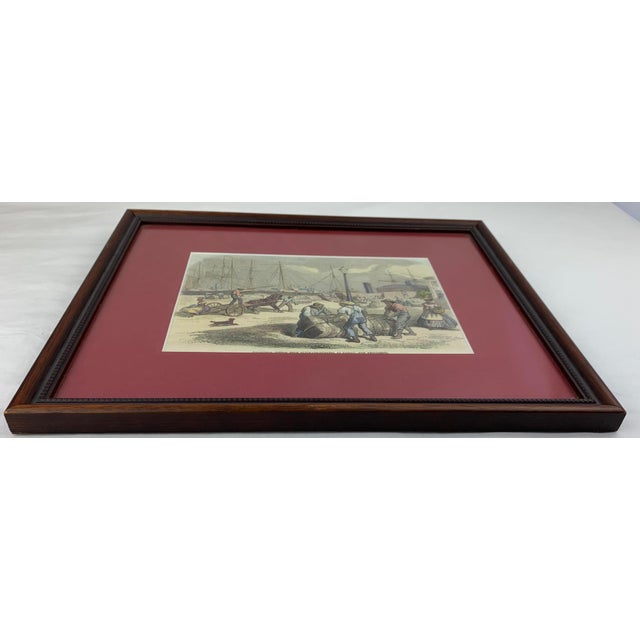 Traditional Early 20th Century Framed Lithograph of Nassau Ship Unloading For Sale - Image 3 of 11