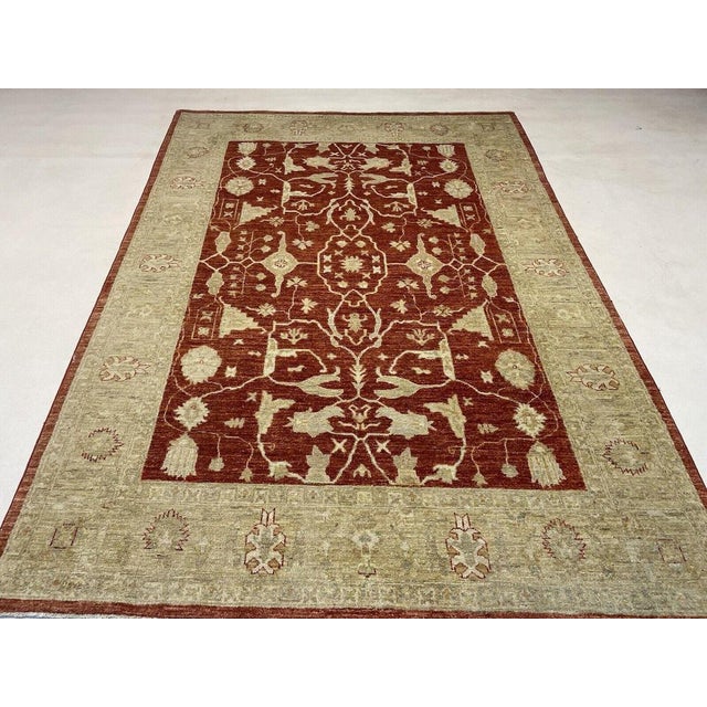 Metal Middle Eastern Wool Rug in Light Red with Gold-Colored Accents For Sale - Image 7 of 10