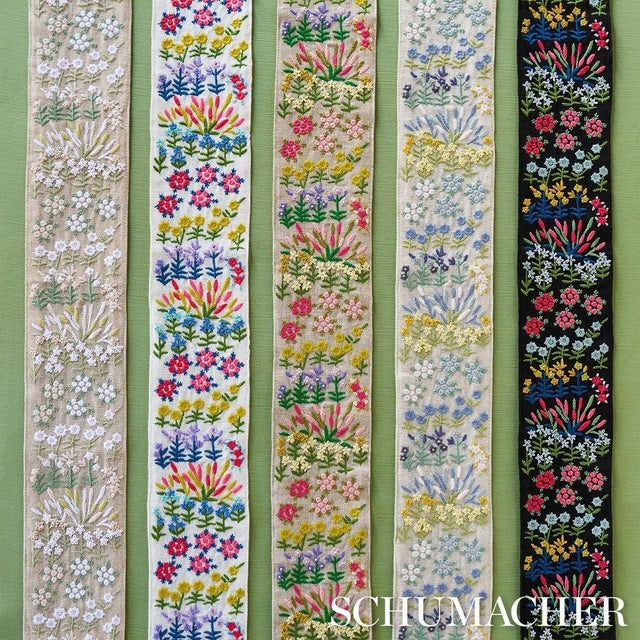 Schumacher Schumacher Lula Embroidered Tape Trim In Green For Sale - Image 4 of 5