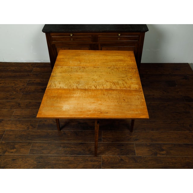 American 19th Century Maple Drop-Leaf Table with Tapered Legs For Sale - Image 4 of 8