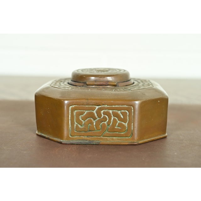 Tiffany Studios New York Zodiac Pattern Bronze Inkwell For Sale - Image 10 of 14