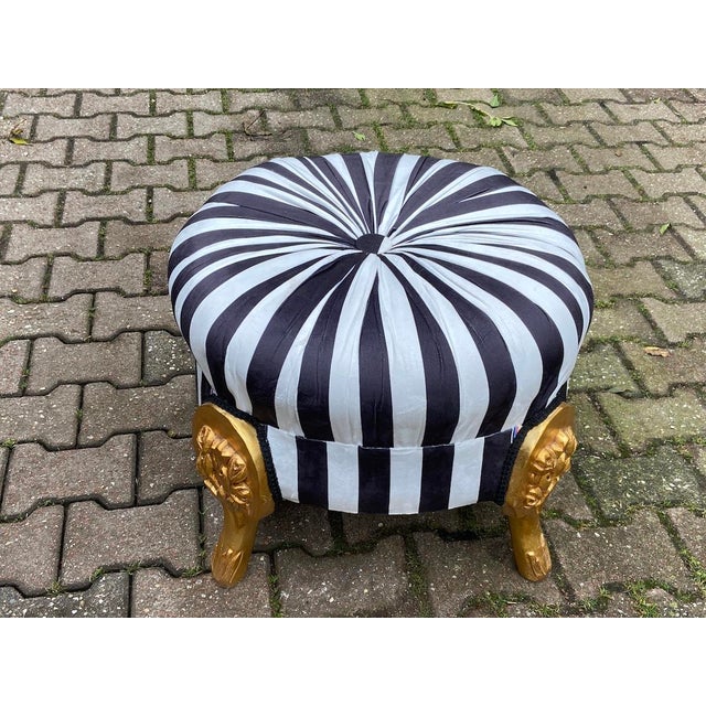 1970s 1970s French Louis XVI Gold Beech Velvet Bench For Sale - Image 5 of 10