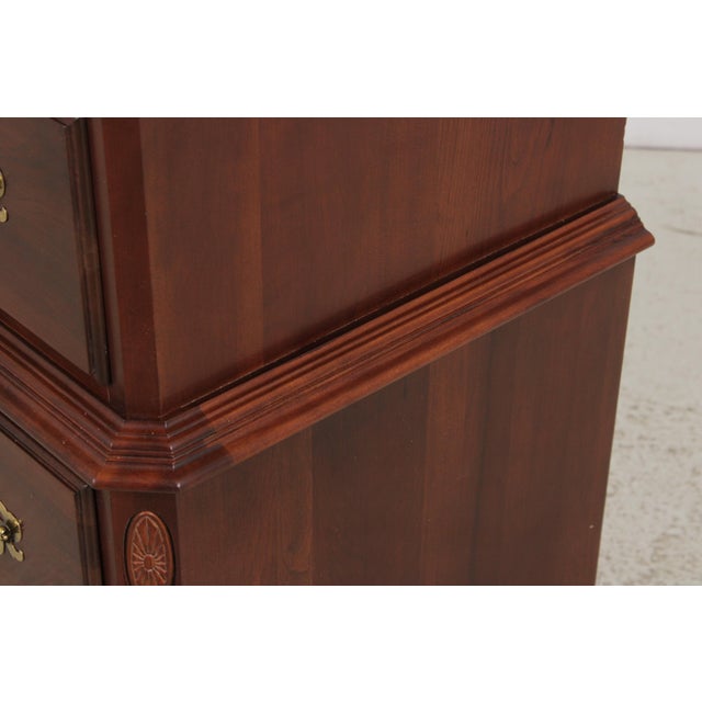 Ethan Allen Cherry Georgian Court Tall Chest on Chest For Sale - Image 11 of 15