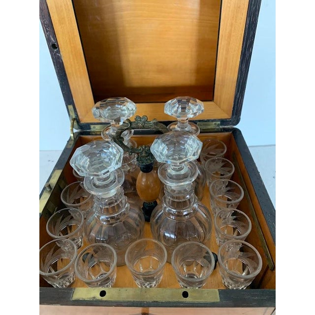 Charles X Style Liquor Cabinet in Lemonwood Veneer, 1800s, Set of 19 For Sale - Image 9 of 13