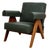 053 Capitol Complex Armchair in Teak and Green Leather by Pierre Jeanneret for Cassina For Sale