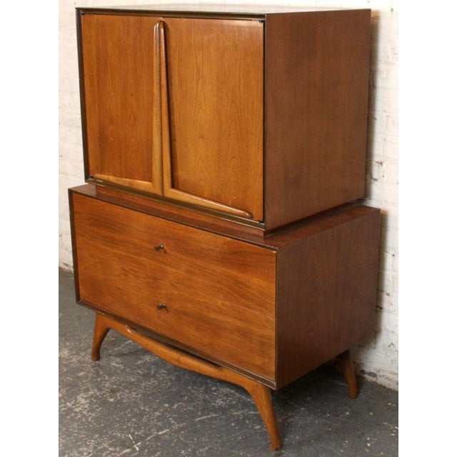 Mid-Century Modern Mid 20th Century Modern Sculptural Walnut Highboy Dresser For Sale - Image 3 of 13
