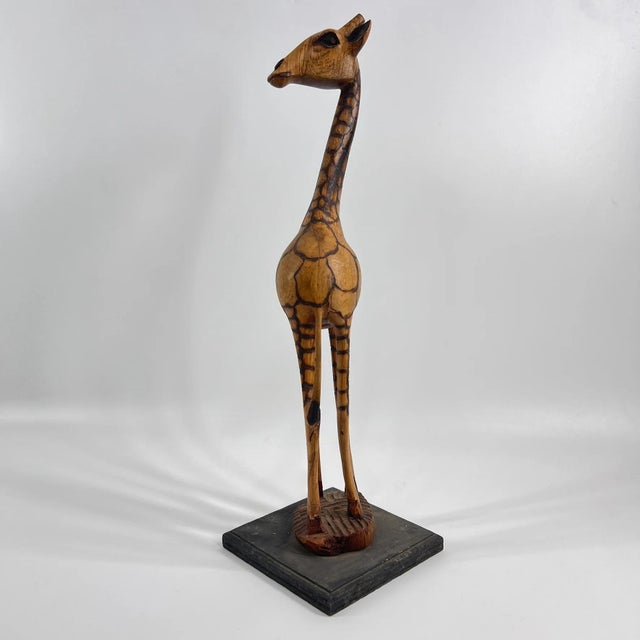 African Early 20th Century Giraffe Wood Sculpture on Custom Base For Sale - Image 3 of 9