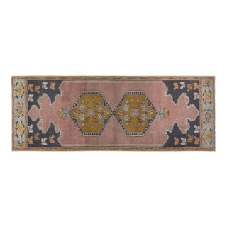 Vintage Turkish Anatolian Hand Knotted Wool Rug, 3'x8' For Sale