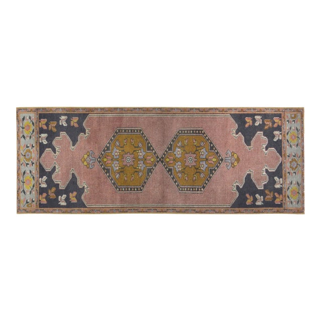Vintage Turkish Anatolian Hand Knotted Wool Rug, 3'x8' For Sale