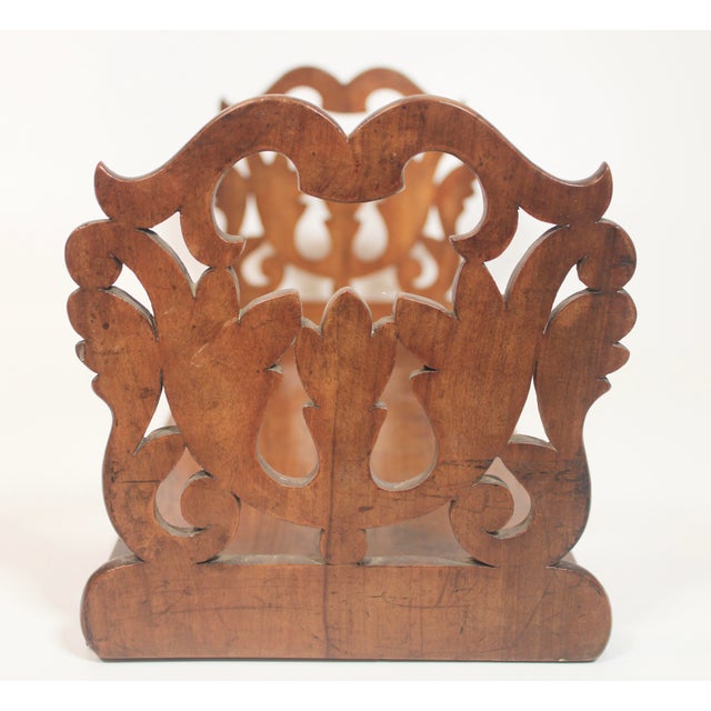 Early 20th Century Antique English Hand Carved Wooden Folding Book Shelf For Sale - Image 5 of 12
