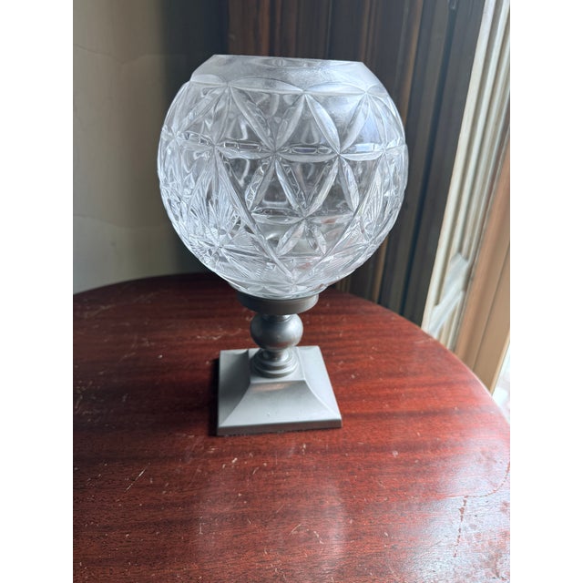 Waterford Crystal hurricane candle holder from the Times Square 2000 Millennium Collection, featuring the Star of Hope...