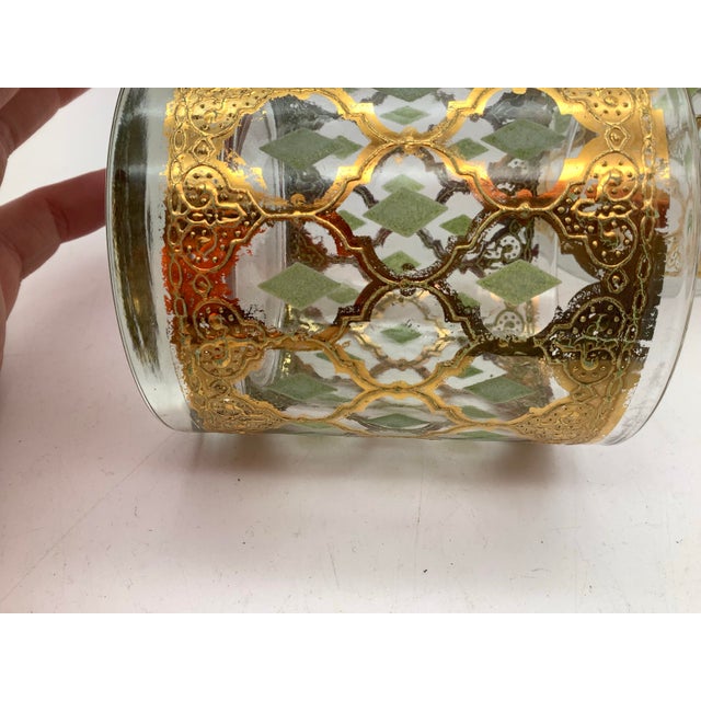 Mid 20th Century Culver Valencia 22kt Gold and Green Diamond Cocktail Glass Set of 2 For Sale - Image 9 of 12