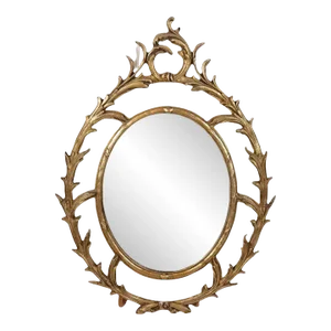 Giltwood Oval Mirror With Scroll Motif