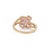 Art Nouveau 14k Yellow Gold 1.66ct Pink Sapphire & Diamond Cluster Bypass Ring Size 5.5 For Sale - Image 9 of 16