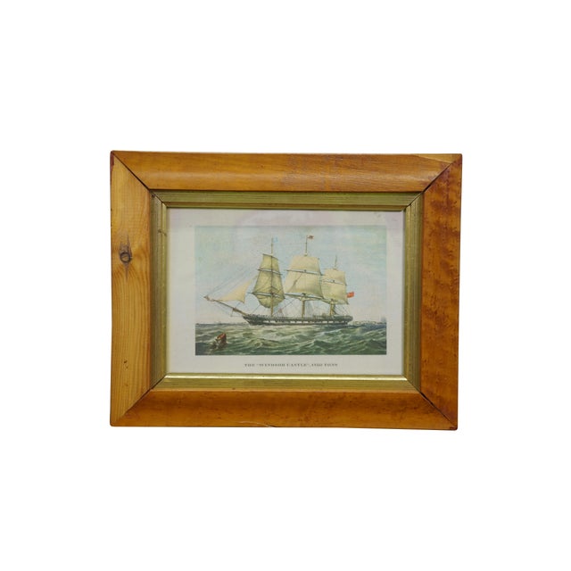 Mid-Century Modern Pair Mid Century Clipper Ship Prints Windsor Castle & Swiftsure Maple Frames 12" For Sale - Image 3 of 11