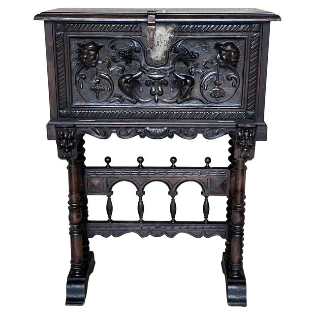 20th Century Spanish Baroque Style Cabinet on Stand, Bargueno or Varqueno For Sale - Image 12 of 12