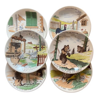 French Plates by Benjamin Rabier for Sarreguemines, 1930s, Set of 6 For Sale