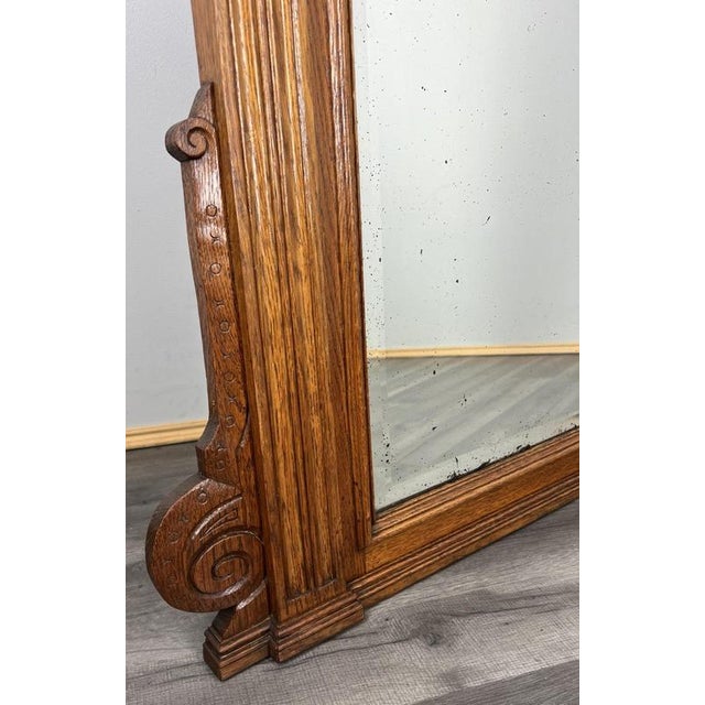 French Wall Mirror with Ornate Carved Oak Frame For Sale - Image 3 of 12