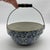 19th C. Antique Blue Spongeware Stoneware Bowl W/ Wire Bale Wooden Handle For Sale - Image 4 of 12