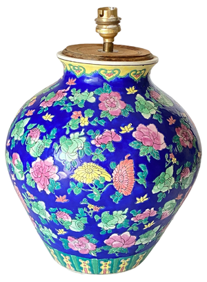 Chinese Table Lamp in Hand Painted Porcelain, 1940