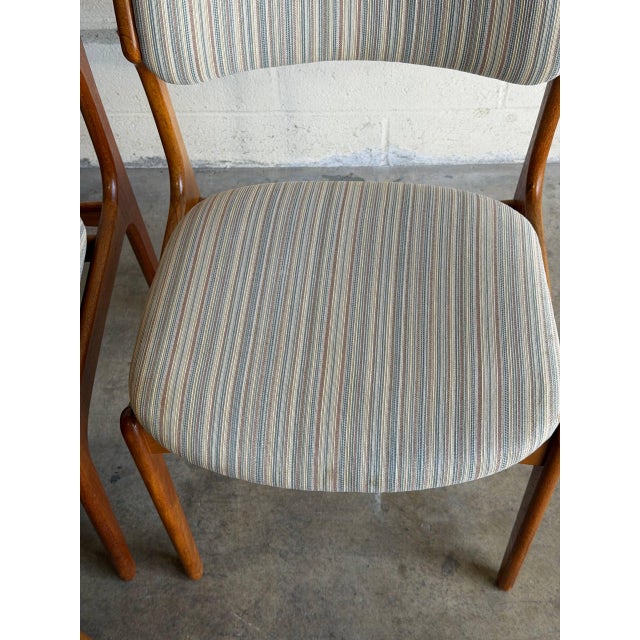 In Style of Erik Buch Model 46 Teak Dining Chairs Set of 6 Fabric Wooden Seating Denmark Mid-Century Modern 1960s For Sale - Image 9 of 10