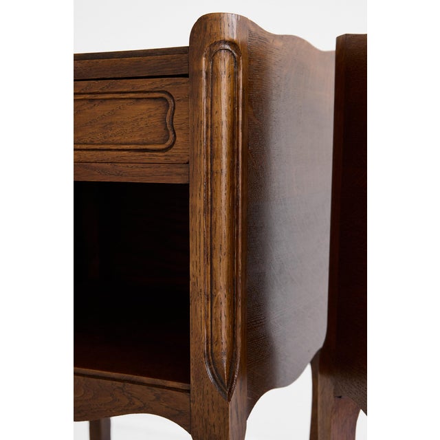 Pair of French Louis XV Style Oak Bedside Tables With Gallery Top For Sale - Image 18 of 18