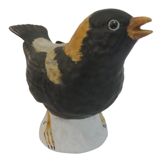 Vintage 1975 Goebel West Germany Porcelain Bisque Black Bird Figurine 38505 For Sale