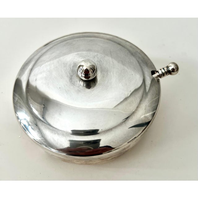 Mid-Century Modern Silverplate Sugar or Condiment Bowl with Spoon For Sale - Image 3 of 8