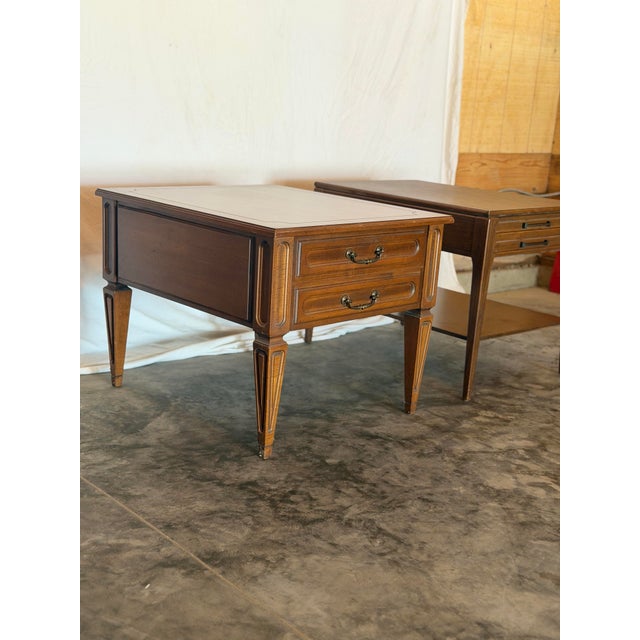 Stunning Pair of Vintage Mersman Mid-Century End Tables These pieces feature classic clean lines and rich wood tones that...