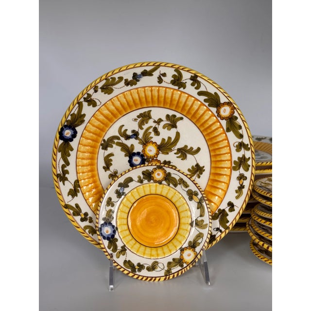 LastChance!16 Pieces Vintage Italian Ceramiche Hand Painted Salad and Olive Oil Plates For Sale - Image 10 of 12