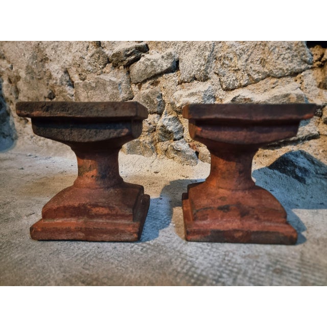 Antique Cast Iron Architectural Bases, 1890s, Set of 2 For Sale - Image 12 of 13