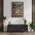 A striking, large-format vintage French Jacquard woven wall tapestry titled "La Licorne à la Fontaine" (The Unicorn at the...