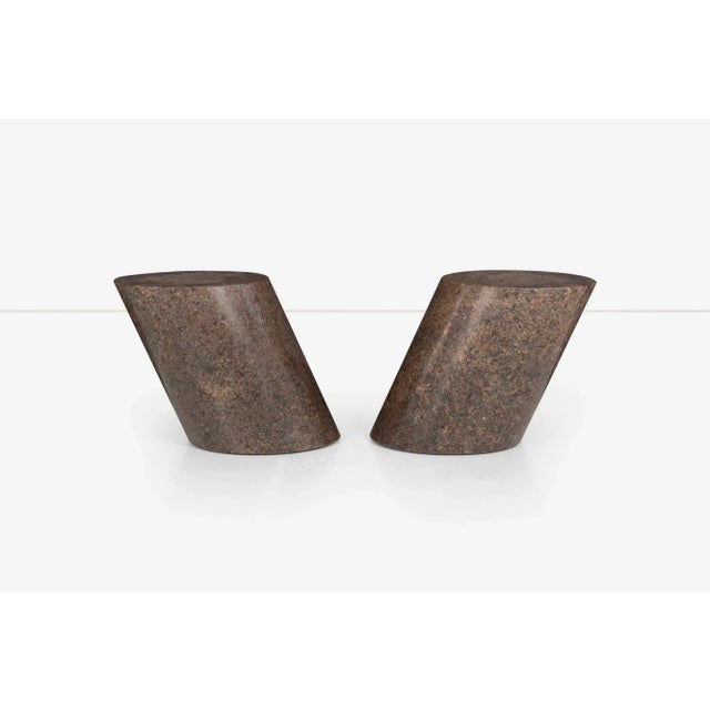 Attributed to Pair of Lucia Mercer End Tables for Knoll 1982 in Custom Sierra Brown Granite For Sale - Image 4 of 8