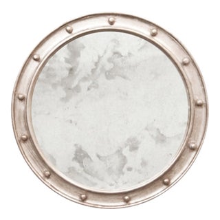 Matthew Izzo Home Federal Silver Leaf Round Wall Mirror - 28" For Sale