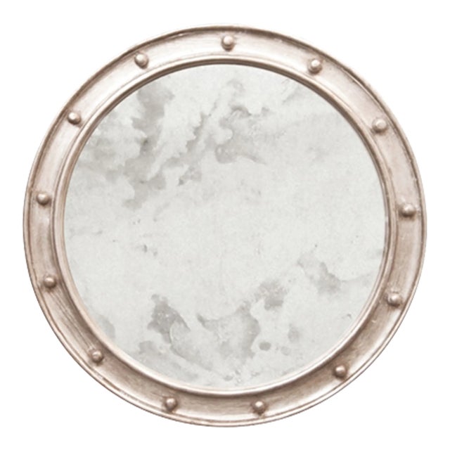 Matthew Izzo Home Federal Silver Leaf Round Wall Mirror - 28" For Sale