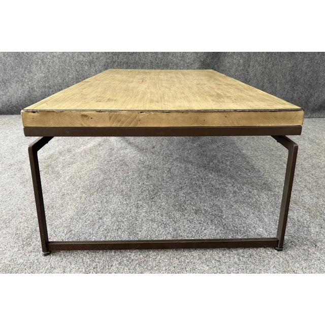 Modern Gray Wood and Iron Coffee Table For Sale - Image 4 of 12