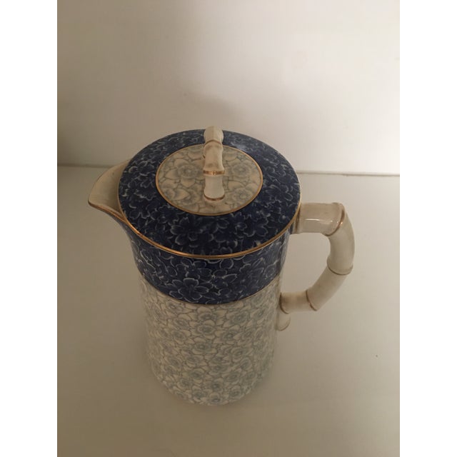 Ceramic Antique Royal Worcester English Blue, and Gray, Hot Chocolate Pot 19 Th Century For Sale - Image 7 of 8