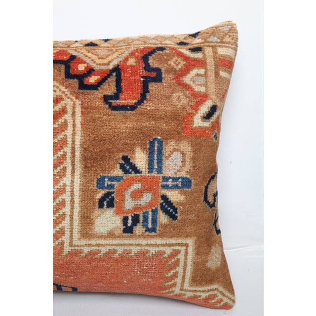 Vintage Tribal Wool Rug Pillow -Rustic Home Decor Sitting Cushion -17'' X 27'' For Sale In Tampa - Image 6 of 10