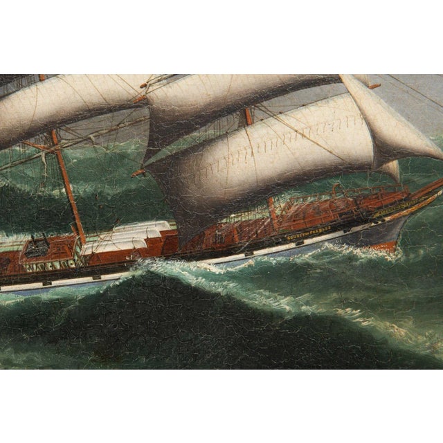 China Trade Nautical Painting of Sailing Ship by Lai Fong of Calcutta Ca. 1900 For Sale - Image 10 of 12