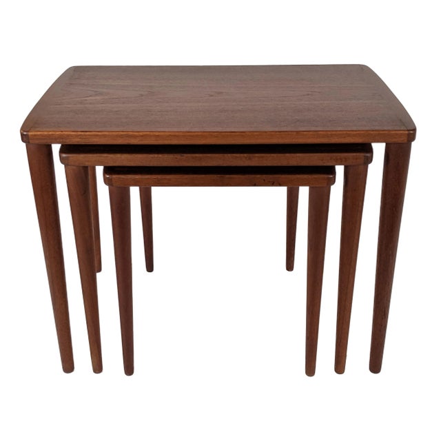 Vintage Danish Refinished Set of 3 Nesting Tables For Sale In Miami - Image 6 of 13